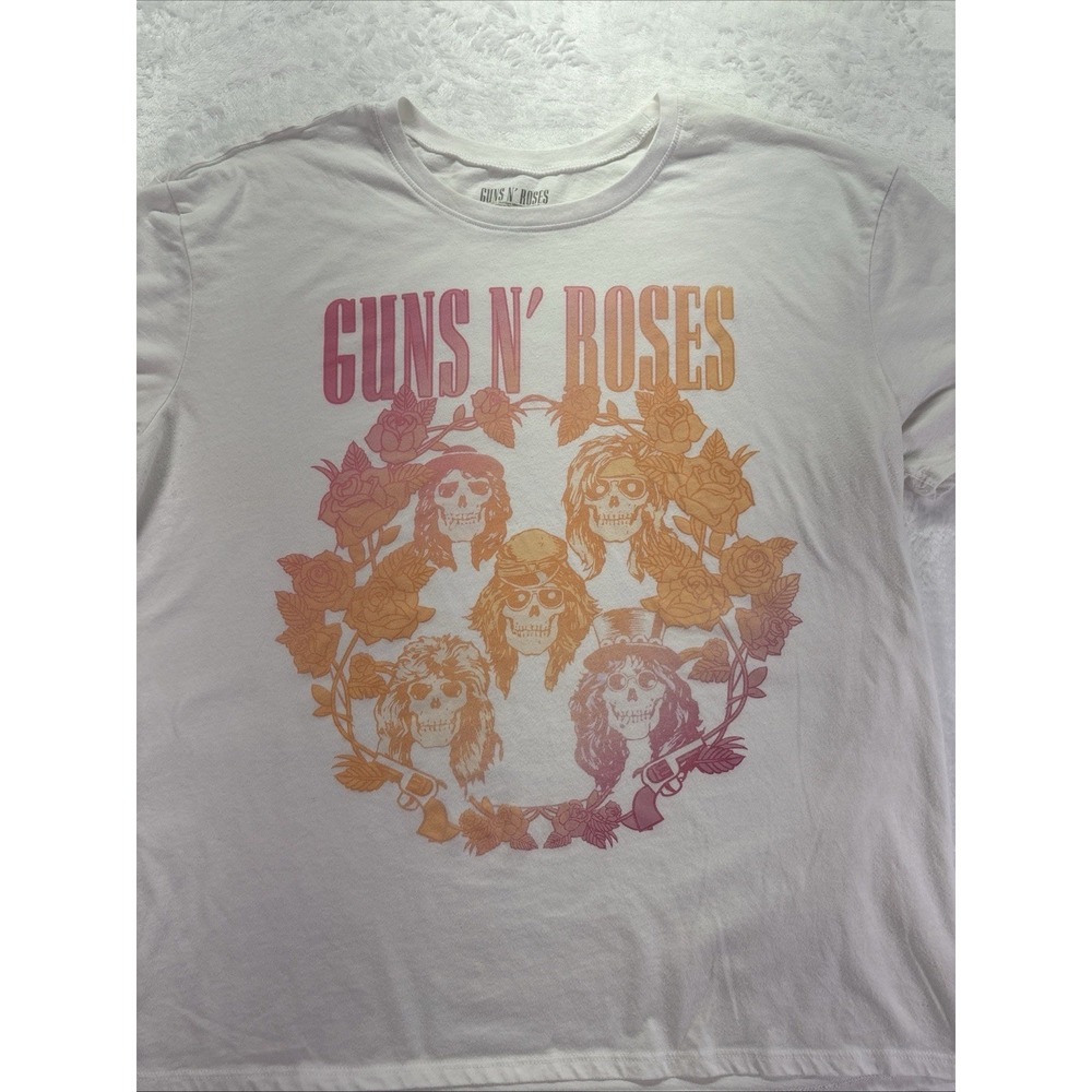 Womens Size XL 16-18  Guns N' Roses Graphic T-Shirt White